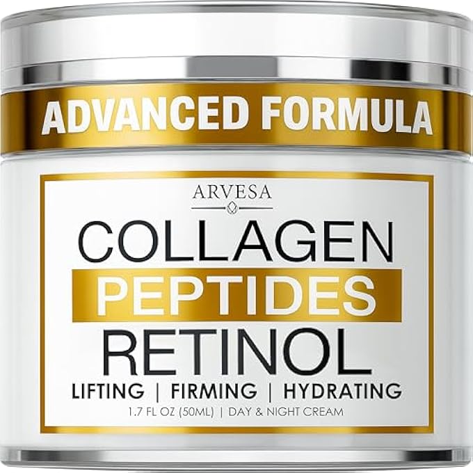 Arvesa RETINOL CREAM FOR FACE WITH COLLAGEN, PEPTIDES - ANTI AGING WRINKLE CREAM FOR WOMEN AND MEN - DAY-NIGHT FACIAL MOISTURIZER WITH HYALURONIC ACID - TIGHTENING AND SKIN FIRMING - NECK & DCOLLET - Image 1